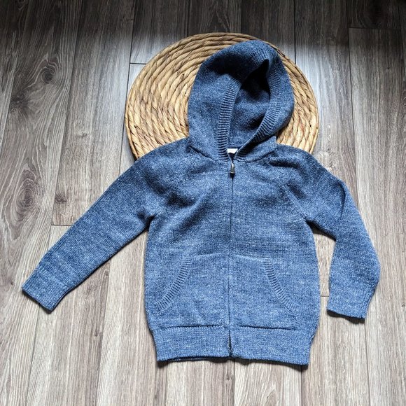 NWT Toddler Boy (5T) - GAP Navy Marl Hooded Zip Up Sweater - Picture 1 of 6